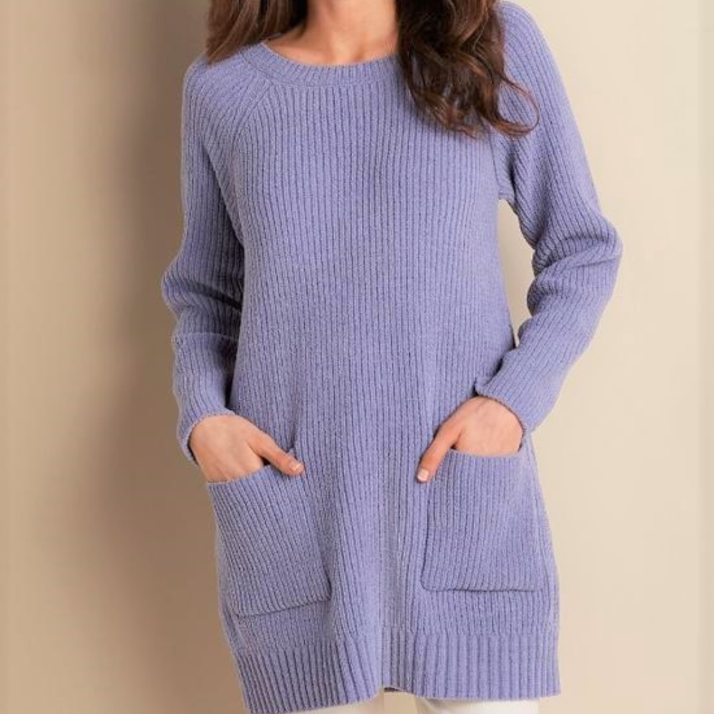 Soft Surroundings Cozy Chenille Blue Pullover